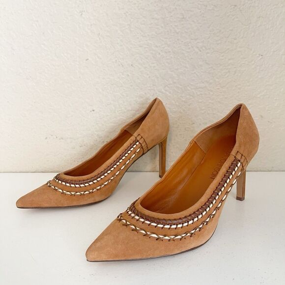 Ulla Johnson Blanca Whipstitch brown suede heels.  Lux boho 38/7.5 8  NEW - Picture 7 of 17